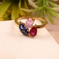 thumbnail image 3 of Multi Stone Red Ruby Blue Marquise Sapphire Anniversary Ring Pink Sapphire Wedding Toi Et Moi Engagement Birthstone 3 Stone Ring Gift For Her, 3 of 3