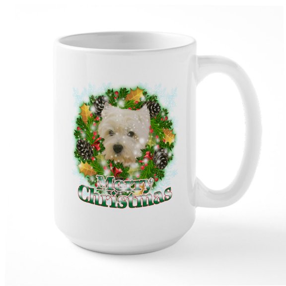 CafePress - Merry Christmas Westie Large Mug - 15 oz Ceramic Large White Novelty Mug