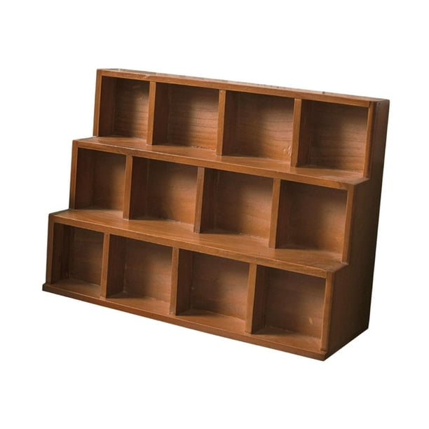 Vitrina de colección con 12 compartimentos de madera para montar en la pared, ideal para aceites esenciales, figuras coleccionables