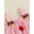 thumbnail image 6 of Loicainy Toddler Kids Girl Christmas Dress 12 24 Month 2T 3T 4T 5T 6T 7T 8T 9T Star Print Square Neck Sleeveless Layered Tulle Dresses with Plush Ball Christmas Hat, 6 of 9