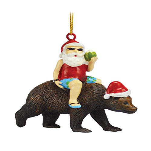 Christmas Ornament Santa Claus Figurine Riding Bear Funny Santa Christmas Ornament and Christmas Tree Decoration