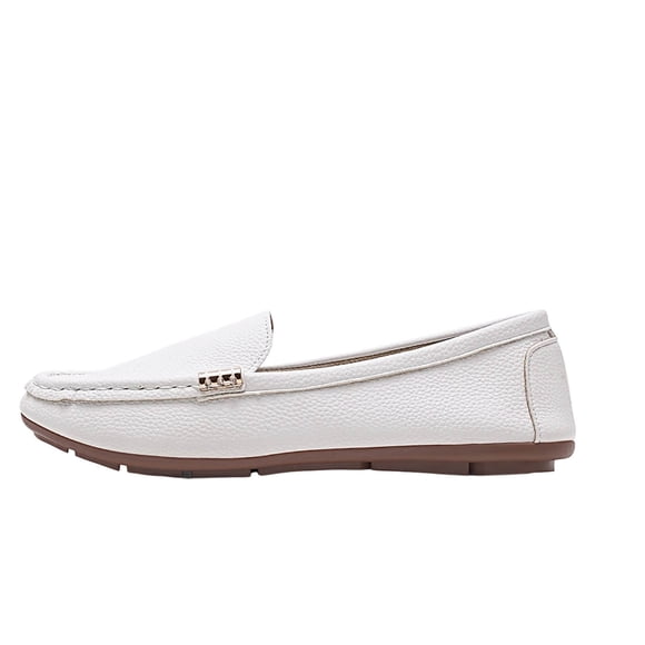 Wdhugt Square-Toe Slip-On Flats For Women Casual French Buckle Low Cut Pu Eu37 Us4 Foot Length 9.25 Inches Outdoor Wear