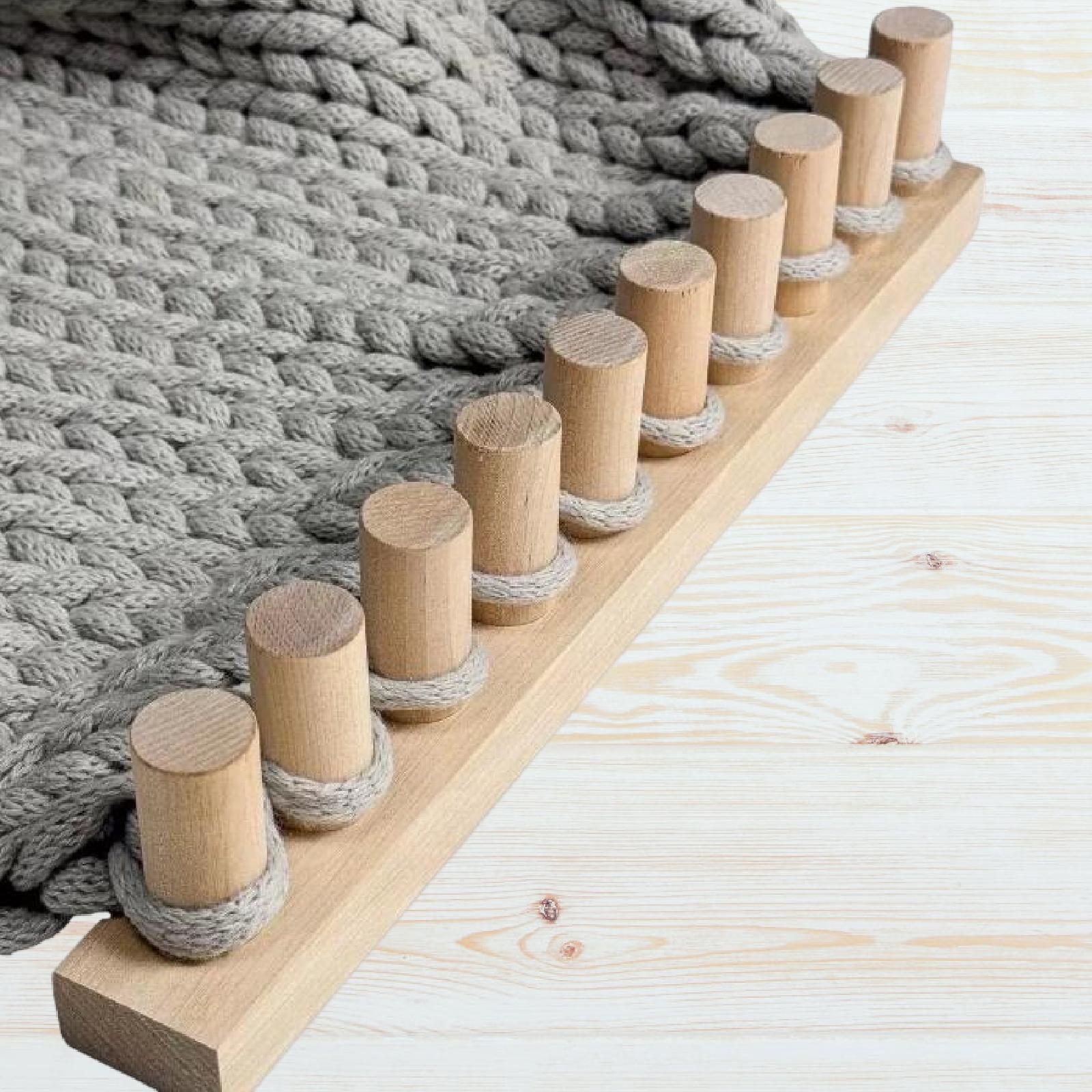 Chunky Blanket Loom Knitting Hand Crochet Wooden Frame Sturdy Wood Construction for Women Hobbyists