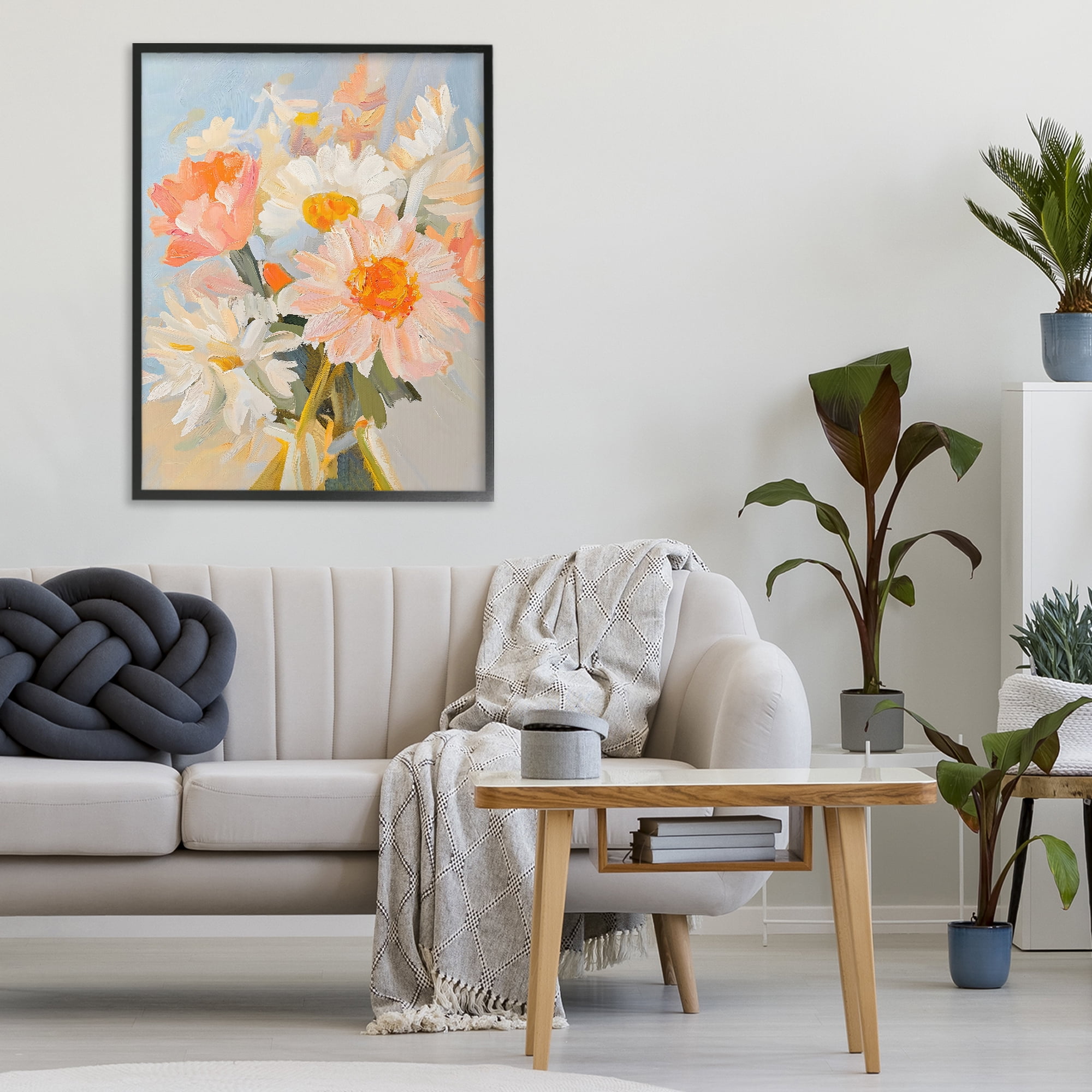 Stupell Industries Orange Spring Floral Bouquet Black Framed Giclee Art, design by The Prints Vibe