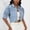 *Light Blue, variant on Women's Cropped Denim Jacket, Casual Lapel Button Down Jean Coat, Short Sleeveless Outwear Dark Blue,Womens Plus L