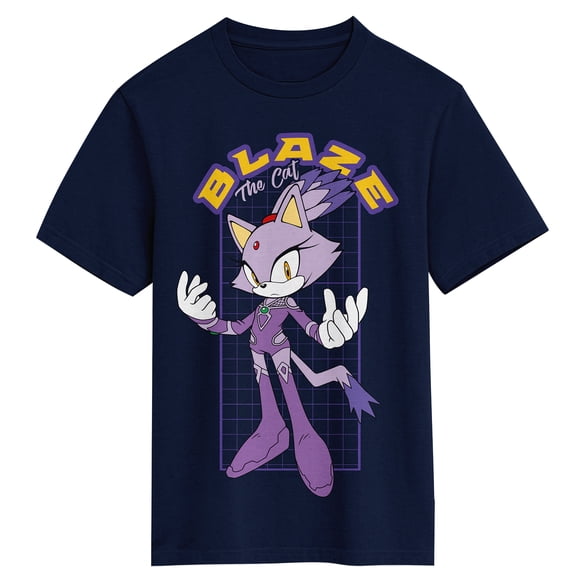 Sonic the Hedgehog Blaze the Cat DC x Sega Youth Boys Graphic Tee Short Sleeve Crew Neck Officially Licensed-Medium