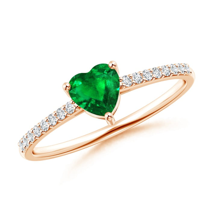 14k Yellow Gold .10 CT Emerald Heart Ring Filigree 1.3 gram Women Size 5-9 
