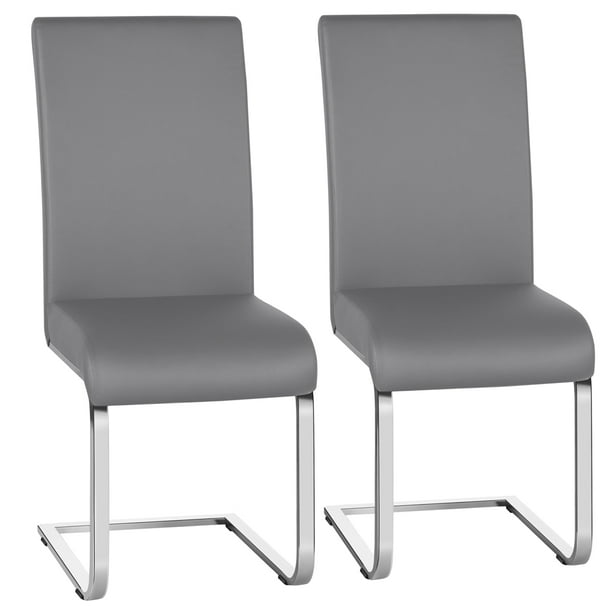 Yaheetech 2pcs Armless Dining Chairs Pu Leather Upholstered Seat And Metal Legs Side With High Back Modern Light Gray Com Yaheetech 2pcs Armless Dining Chairs Pu, Light Gray Kitchen Chairs