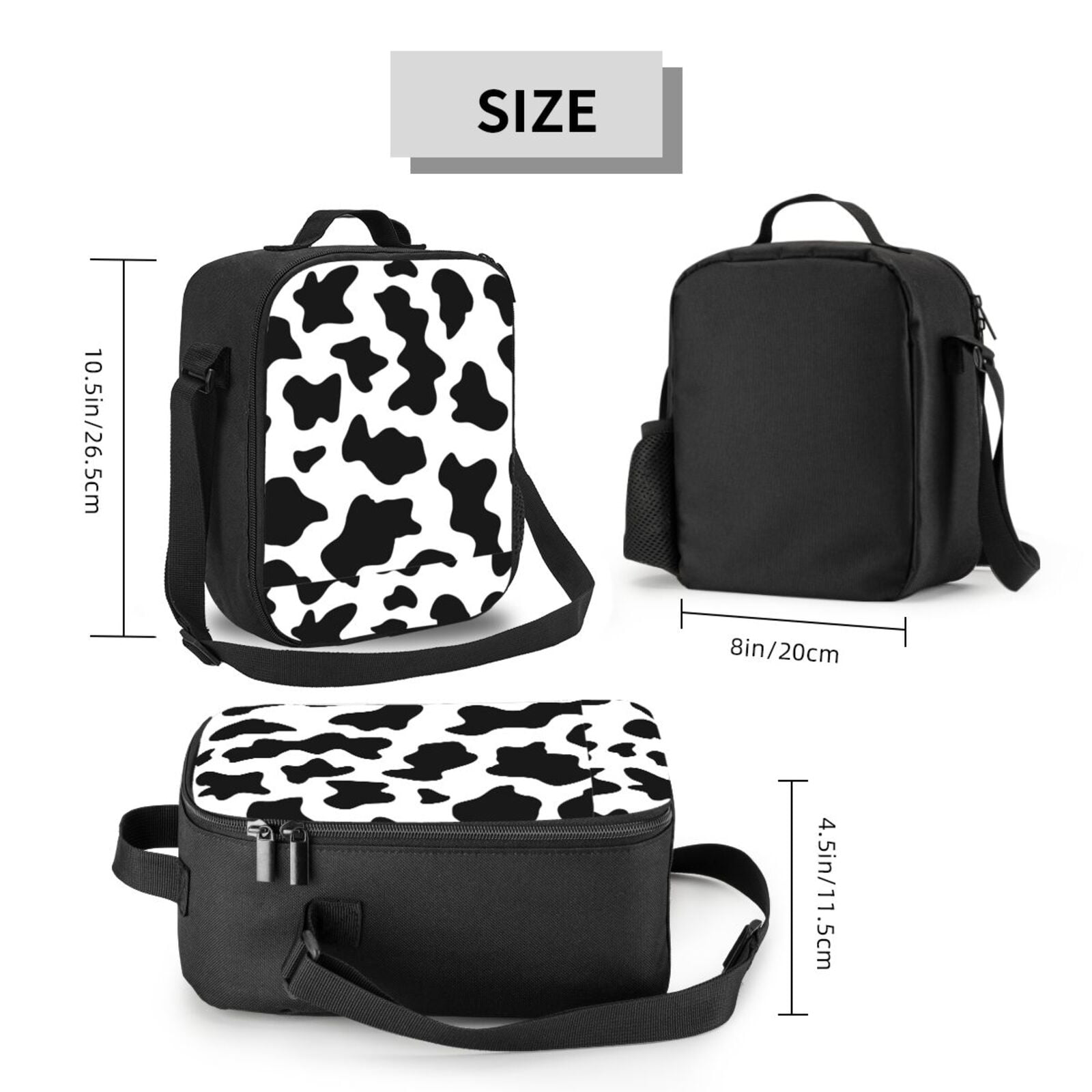 Defioc Milk Cow Print Lunch Box for Men & Women, Insulated Lunch Bag Thickened Thermal Leakproof Lunch Tote Bag for Adult Office Travel Picnic
