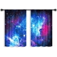 thumbnail image 6 of Galaxy Outer Space Nebula Kitchen Curtains (2 Panels 27.5 x 39 Inch) Blue Rod Pocket Universe Planets Fantasy Starry Art Printed Living Room Bedroom Window Drapes Treatment Fabric WW-CLLE, 6 of 6