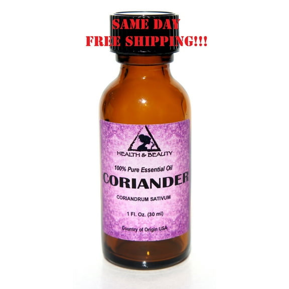 CORIANDER ESSENTIAL OIL AROMATHERAPY 100% PURE NATURAL GLASS BOTTLE 1 OZ, 30 ML