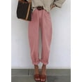 thumbnail image 2 of Vaqueros elegantes para mujer, cintura alta, casual, holgados, color rosa, talla 14, 2 of 3