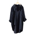 thumbnail image 4 of Womens Button Down Shirt, Comdrip Womens Casual Long Sleeve Drop Shoulder Blouses Solid Color Dress Shirts with Pockets Button Up Shirt Women Blue L, 4 of 4