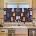 thumbnail image 2 of Yayeee Kitchen Curtains Tier Set of 2 Light Filtering 57"x24" Over Sink Window Panels, Halloween Orange Ghosts, 2 of 7