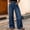 Blue, variant on Women's Jeans High Rise Bootcut Plus Size High Street High Waist Splice Loose Straight Cut Cowboy Pants
