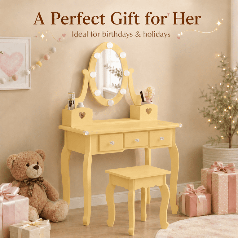 orange dressing table Modern Orange Makeup Vanity Set Retracted Dressing Table Cabinet&Stool&Mirror IncludedHomary
