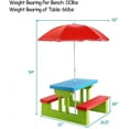 thumbnail image 2 of KOTEK Kids Picnic Table, Outdoor Kids Table and Bench Set w/Removable Umbrella, Plastic Children Patio Furniture, Toddler Picnic Tables for Backyard, Garden, Nursery, Gift for Boys Girls (Red), 2 of 9