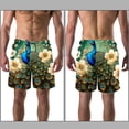 thumbnail image 3 of luoweisi Men's Beach Shorts Quick Dry Swim Trunks with Mesh Lining Peacock S, 3 of 5