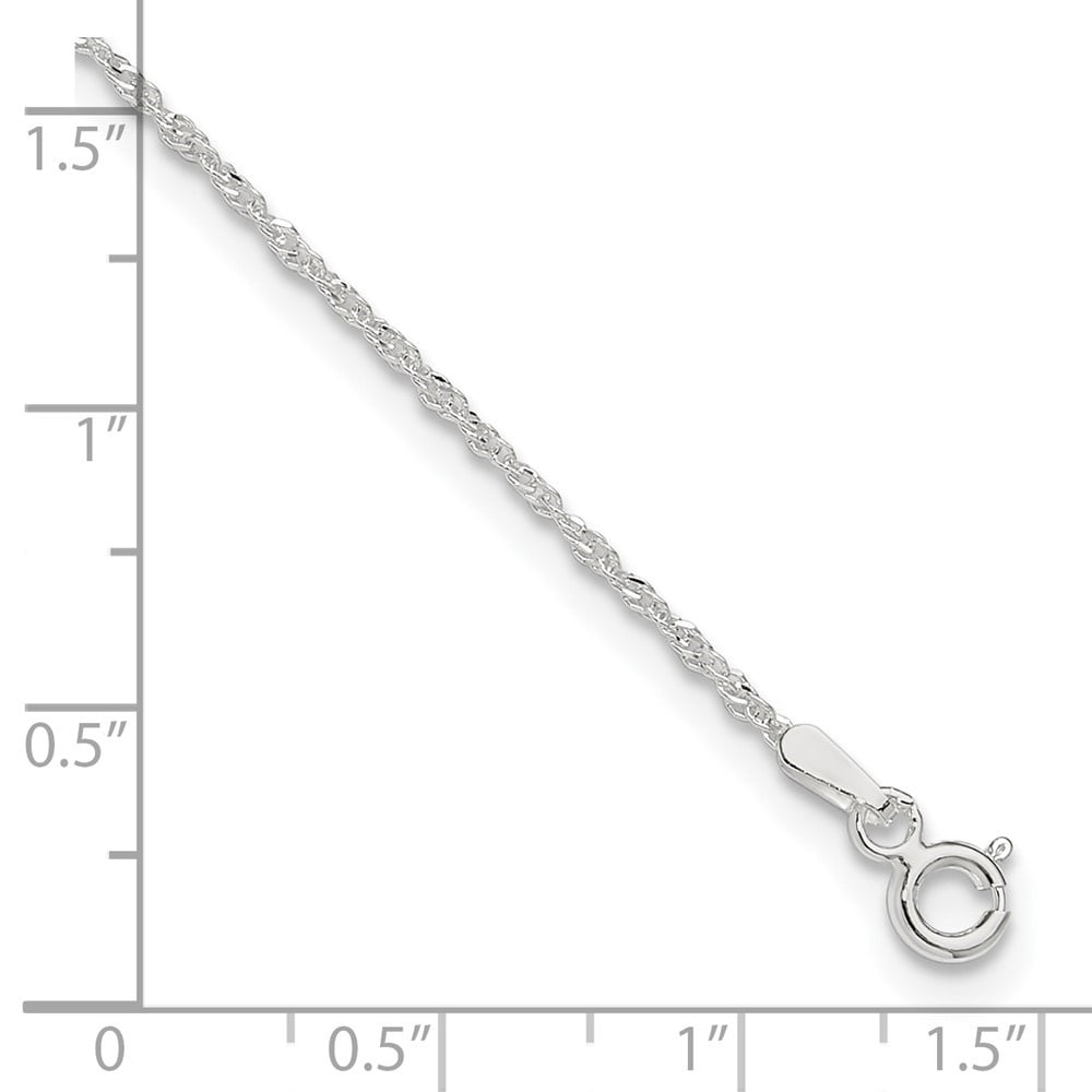 Auriga Fine Jewelry 925 Sterling Silver 1.3mm Singapore Anklet 9inch for Women