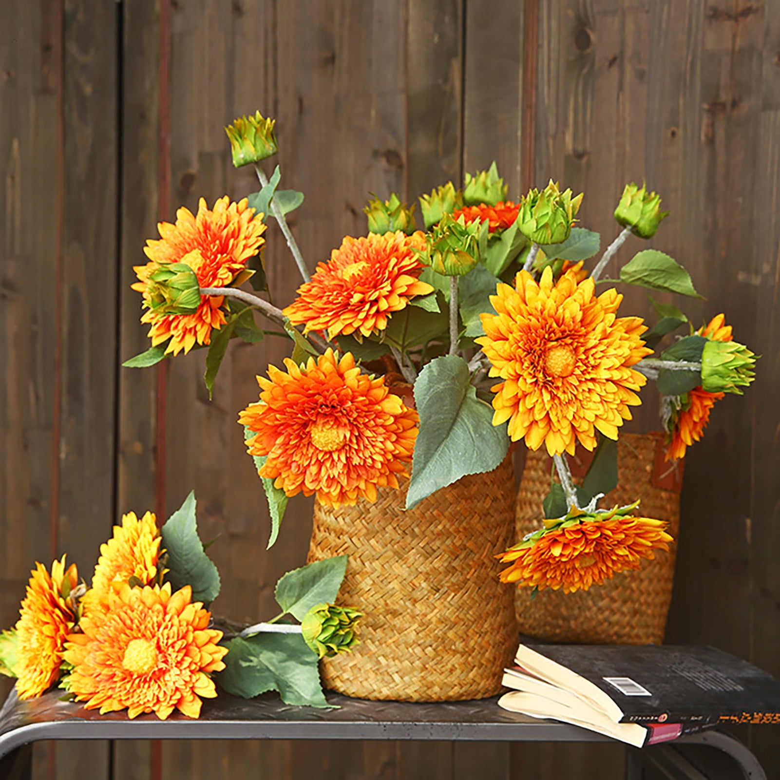 Cheers US Artificial Silk Sunflowers Long Stem Fake Sunflowers Bouquet