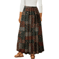 thumbnail image 4 of UVN Skirts for Women Summer Chiffon Pleated A-Line Long Skirt Elastic High Waist Swing Tiered Boho Beach Floral Print Maxi Skirts, 4 of 9