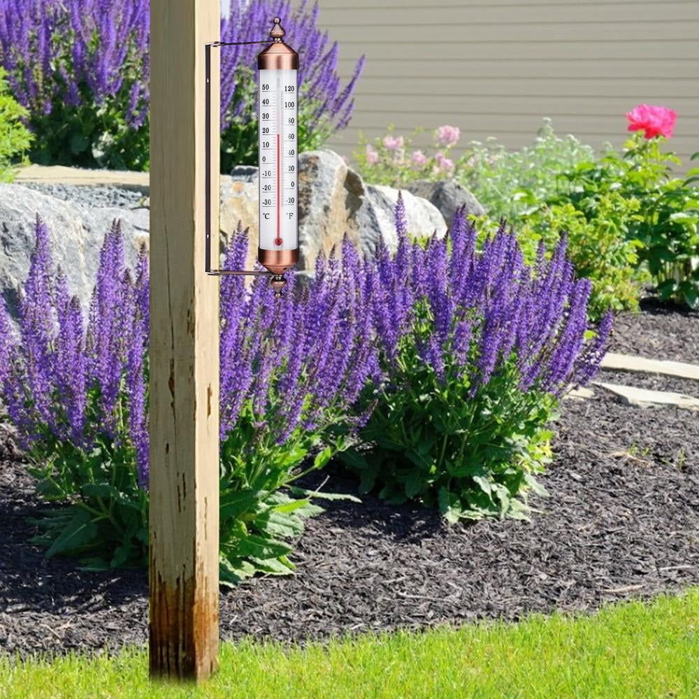 Outdoor Thermometer with Bronze Effect Design - Stylish Garden Thermometer Outdoor Suitable for Outside Temperature Gauge Wall Greenhouse Garage Eas