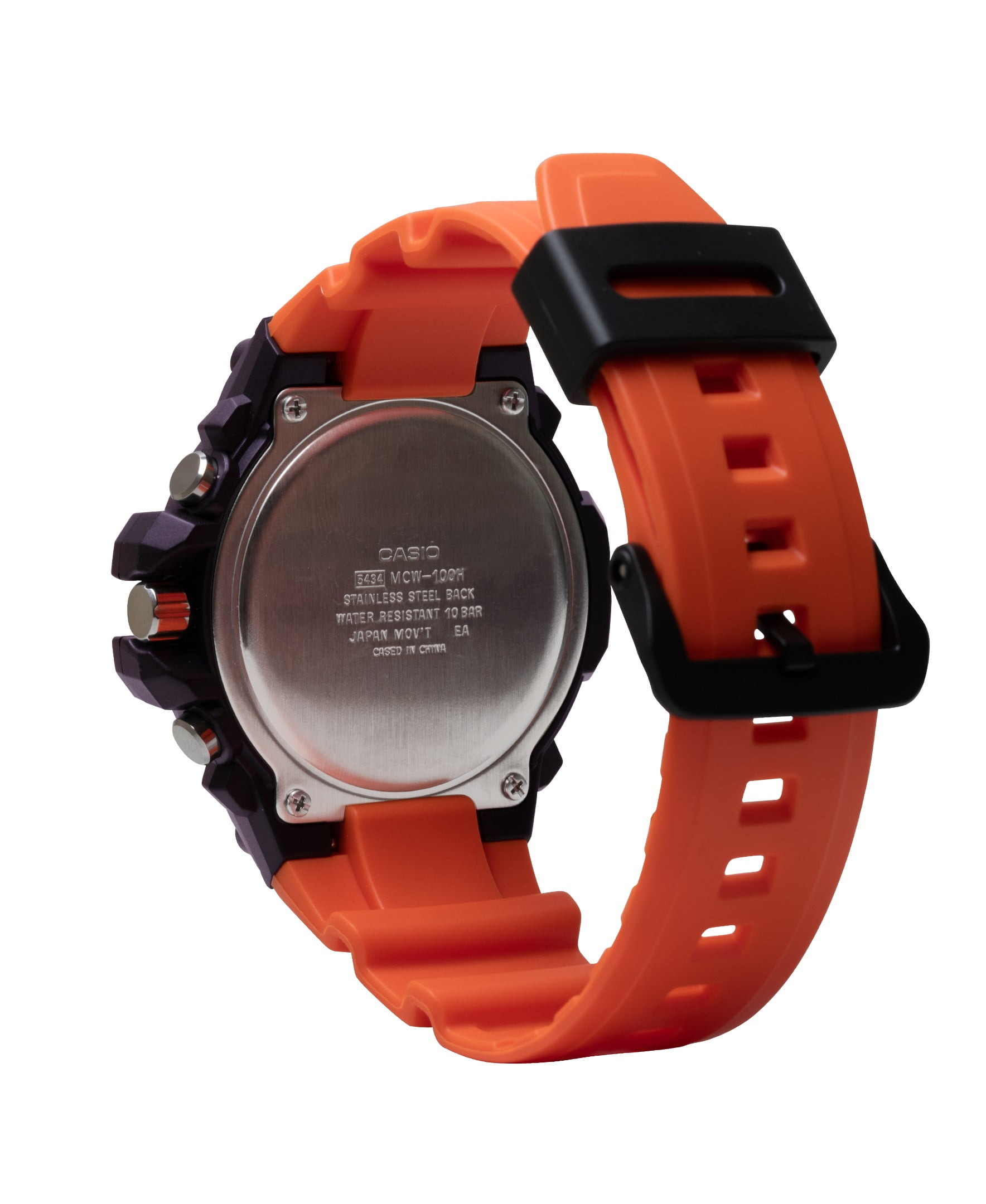 Casio Men's Black/Orange Chronograph Analog Watch MCW100H-4AV