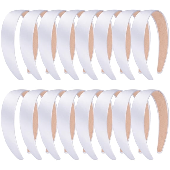 TUWAFE 16Pcs Satin Headbands White Headband 1In Satin Hard Headbands Diy Hair Headband for Women Diy Hair Headband for Women Headbands for Women