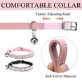 thumbnail image 5 of Miaocao 2 Pack Diamond Cat Collar with Bells and Safety Belt, Adjustable Soft Velvet Kitten Collar with Bling Heart Jewelry, Cute Purple & Pink Cat Collars for Girls & Boys(Neck Girth 8"-10"), 5 of 7