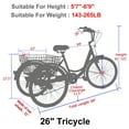 thumbnail image 7 of Lilypelle Tricycle for Adult Seniors,26" Wheels,7 Speed Unisex Cruiser Bike,Pink, 7 of 7