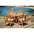 thumbnail image 3 of Grade-A Teak Dining Set: 4 Seater 5 Pc: 48" Round Butterfly Table And 4 Osborne Arm Chairs Outdoor Patio WholesaleTeak #WMDSWVm, 3 of 5