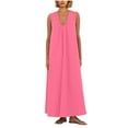 thumbnail image 2 of Antinious Ladies Summer Beach Dress,Elegant Dresses for Women,Maxi Dresses for Women Solid Camis Sleeveless Round Neck Party Dress,Hot Pink,M, 2 of 5