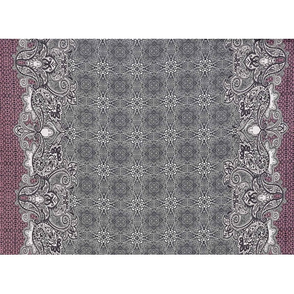 Zelouf 50552-7268 - Lacey Double Border On Heavy Cdc, Sewing, DIY, Crafts Fabric by the Yard, 129 Putty/black, 3 Yard