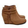 thumbnail image 2 of Dellytop Womens Wedge Ankle Boots Braided Fringe Strap Heeled Fall Booties Dress Shoes, 2 of 3