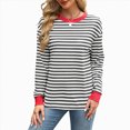 thumbnail image 4 of Towmus Womens Oversized Striped Sweatshirt Crewneck Long Sleeve Color Block Pullover Top Casual Y2K Fall Clothes Workout Shirt, 4 of 6