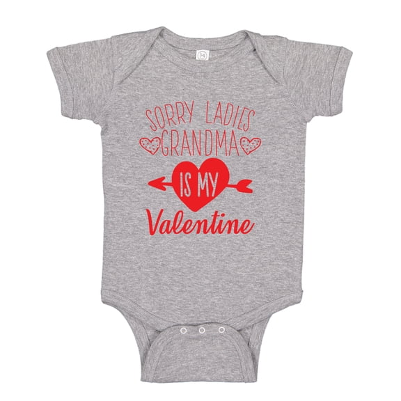 Sorry Ladies Grandma Is My Valentine Baby Bodysuit One Piece NB Athletic Heather