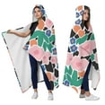 thumbnail image 2 of Wearable Blanket,Pioneer Flower Floral Print Pattern Hooded Wearable Flannel Blanket for Adults & Teens,Winter Poncho Shawl Wrap Cape Cozy Anti-Pill,50"x60", 2 of 5