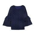 thumbnail image 2 of Alfani Womens Tiered Sleeve Pullover Blouse, Blue, Small, 2 of 2