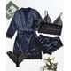 thumbnail image 1 of Pijama sexy para mujer, ropa interior, 4 piezas, conjunto de pijama de satén con encaje y bata de seda sintética, ropa de dormir de lujo para mujer, 1 of 5