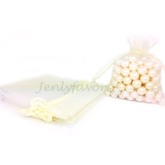 5" X 6-1/2" Ivory Organza Bags (24 Pieces)