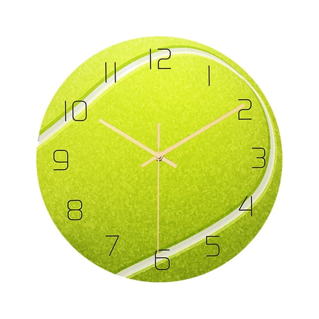 Reloj de pared moderno de 12 pulgadas, redondo, con balón deportivo, sin tictac, funciona con pilas. Tenis