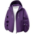 thumbnail image 4 of Plus Size Coat for Men and Women Windproof Outdoor Jacket with Hood Thickened Warm Workwear Casual Hiking,Dark Purple,XXL, 4 of 4