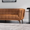 thumbnail image 6 of Pemberly Row Mid-Century Aniline Leather Tufted Back Sofa in Tan, 6 of 7