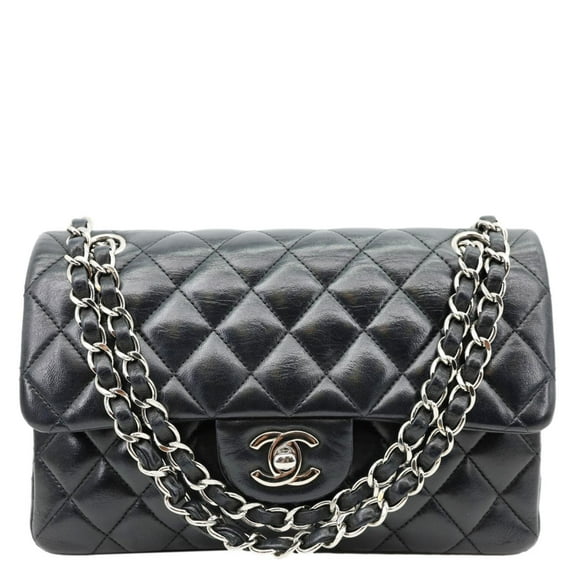 Pre-Owned Chanel Classic Double Flap Leather Shoulder Bag Black 18456520