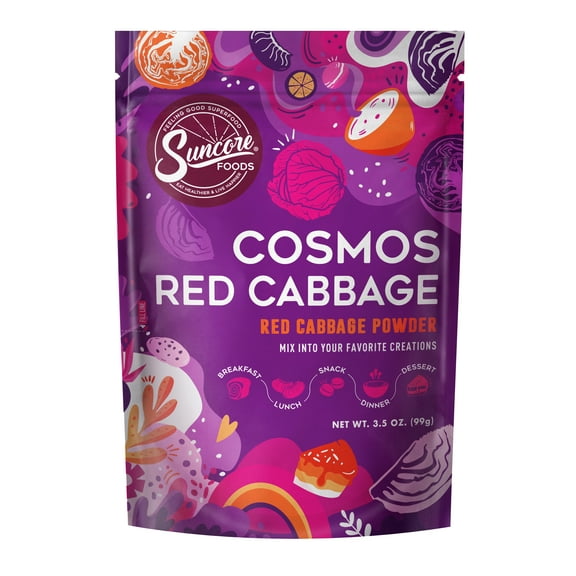 Suncore Foods Gluten-Free Cosmos Red Cabbage Powder, 3.5oz, Purple Food Coloring Powder