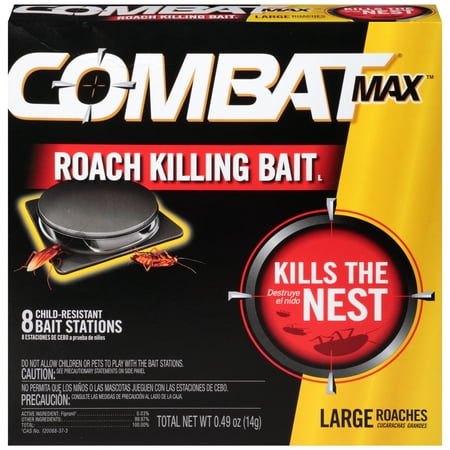 Combat Max Large Roach Killing Bait Stations, Child-resistant, 8 (Best Roach Killer Powder)