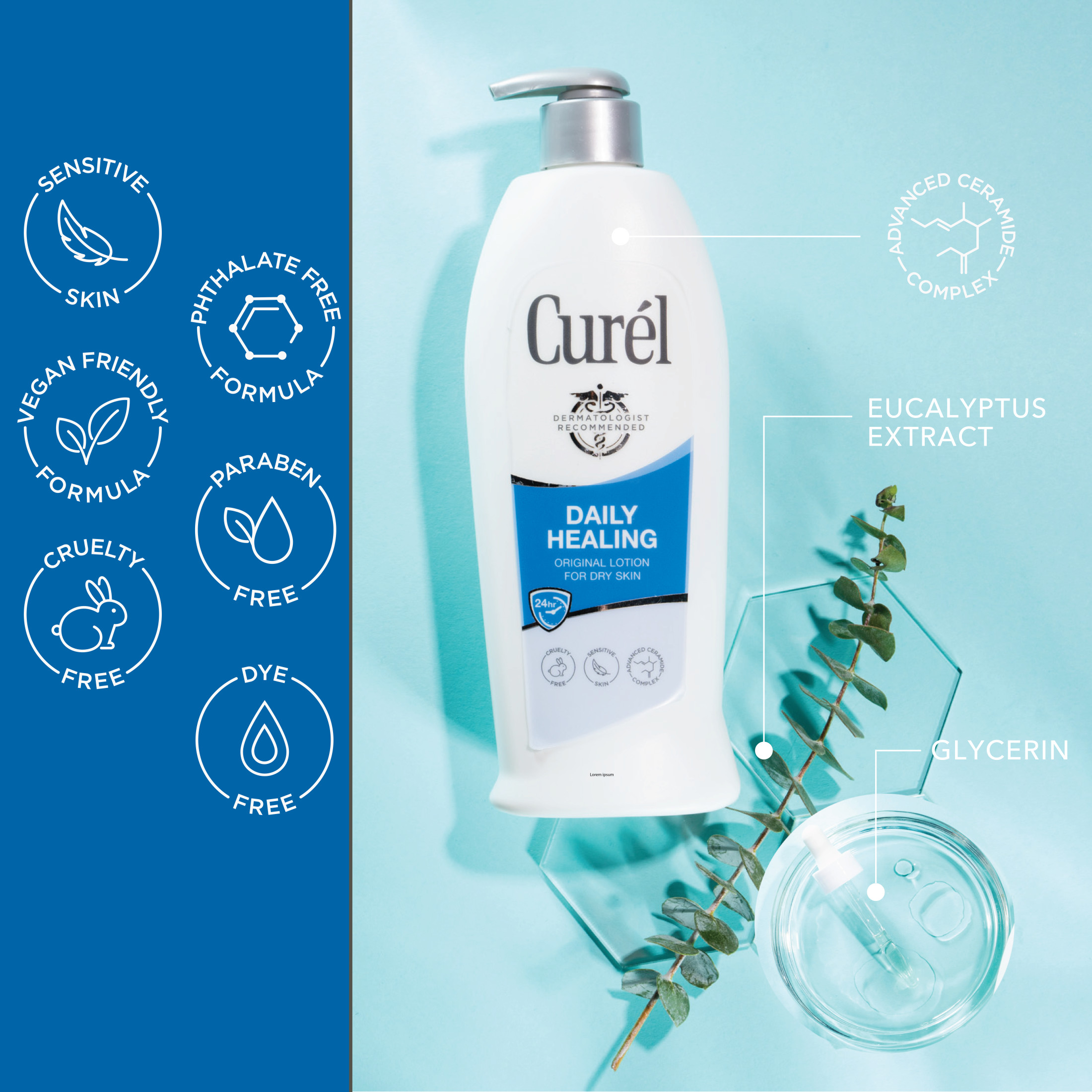 Curel Daily Healing Hand and Body Lotion for Dry Skin, Dermatologist Recommended, with Advanced Ceramides Complex, 20 Ounce Pump Bottle - image 5 of 9
