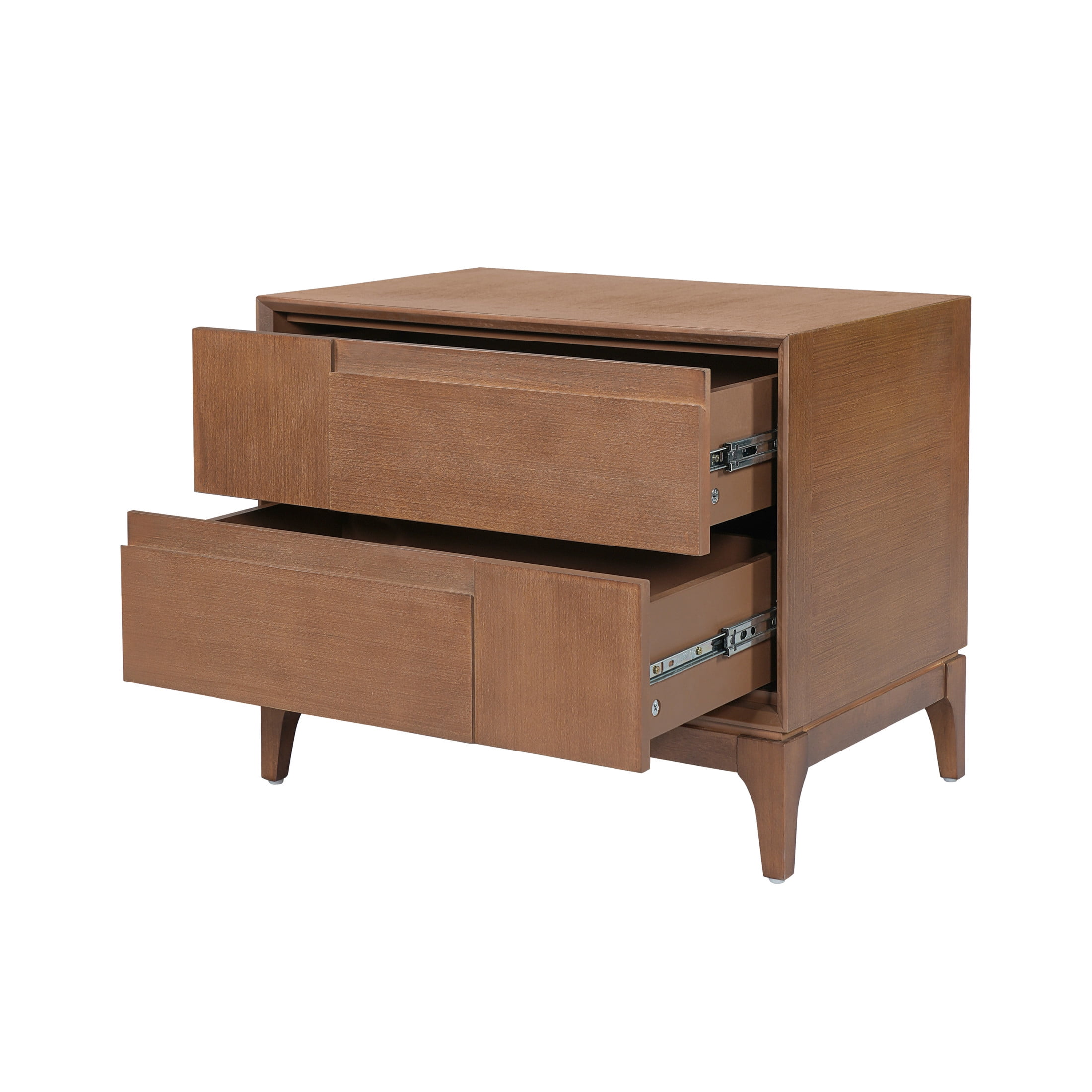 Christopher Knight Home Modern Mid-Century Nightstand with 2 Drawers, Unique Geometric Design, Brown, Set of 2