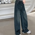 thumbnail image 6 of EnJoCho Girls Wide Leg Baggy Jeans High Elastic Waisted Vintag𝖾 Distressed Denim Pants 𝖸𝟤𝖪 𝖡oyfriend Streetwear Loose Fit Trousers, 6 of 9
