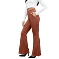 thumbnail image 2 of Dress Work Pants Women Business Casual Slack Trousers Stretchy Pull On Office Flare Pants with Pockets Brown M, 2 of 5